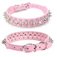 thumbnail image 1 of Collier pour Chien en Cuir à Rivets Clouté à Pointes pour Chats Chiot Petit Moyen Animaux Rose TP 30*2,5 cm, 1 of 8