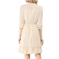 thumbnail image 3 of INSPIRE CHIC Robe A-Line en Mousseline Smockée pour Femme à Ourlet Volanté Superposé Manches 3/4 TG Beige, 3 of 8
