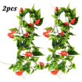 thumbnail image 1 of 2pcs Artificial Vine Morning Glory Hanging Fake Foliage Home Decor Simulation Vine Plant  Red, 1 of 10