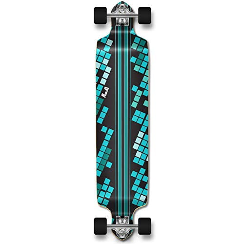 YOCAHER Professinal Speed Drop Down Complete Longboard Skateboard (Black Digital Wave)