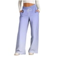 thumbnail image 2 of Pants for Women, Womens Fashionable Striped Printed Drawstring Wide Leg Pants, 2 of 5