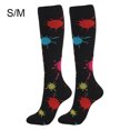 thumbnail image 1 of Chaussettes de Compression 20-30 mmHg Longueur Genou Chaussettes de Sport 20-30 mmHg Bas de Compression Bas pour Unisexe Course Cyclisme, Noir, Graffiti, P/M, 1 of 8