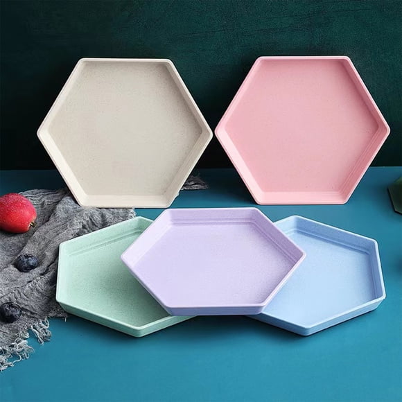 Plastic Plates 10-Piece Cutlery Set with Food Tray and Snack Bowl Multicolor Plastic Plates for Dining and Storage(Multicolor) Rkxzt