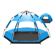 Graflsoa Hexagonal Double-Layer Instant Camping Tent for 8+ People, Windproof & Waterproof, Blue/Orange Options, Includes Detachable Inner & Outer Tents for Versatile Outdoor Use