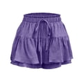 thumbnail image 4 of Yuyuzo Shorts for Women Drawstring Waisted Double Layered Ruffle Shorts Casual Flowy Summer Beach Shorts, 4 of 7