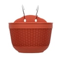 thumbnail image 4 of Pot de Plante Suspendu au Mur en Rotin Imitation, Panier de Clôture Semi-Circulaire en Résine pour Balcon, Jardin, Intérieur, 4 of 6