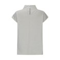 thumbnail image 3 of Birdeem Womens Spring Summer Solid Color Casual High Neck Top Cotton Linen Lace Blouses, 3 of 7
