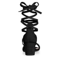 thumbnail image 3 of BLISSFUL STEP Women's Open Toe Color Block Lace Up Heel Sandals, 3 of 6