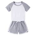 thumbnail image 1 of MKOSPLRT Workout Sets for Kid 12M-11Y Color Block Running Outfits Short Sleeve Raglan Shirts Drawstring Waist Track Shorts Sports Outfits, 1 of 4
