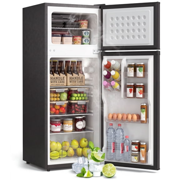HOMCOM Mini-Frigo de 7,7 Pi3 avec Congélateur, Thermostat Réglable, Noir