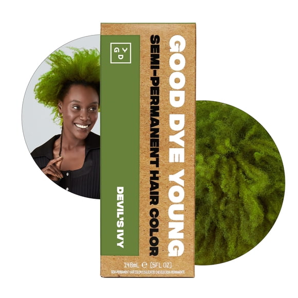 Good Dye Young Semi Permanent Green Hair Dye (Devil's Ivy) - UV Protective Temporary Hair Color Lasts 15-24+ Washes - Conditioning Green Hair Dye - (5oz)