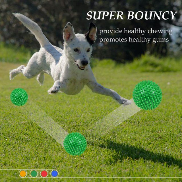 CHOK 4.5” Squeaky Dog Toys Spikey Dog Ball for All Dogs (4 Pack)