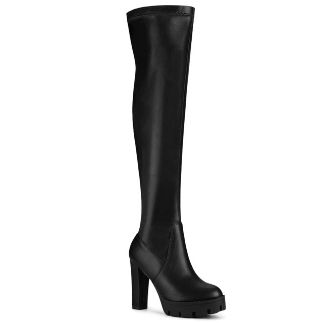 Unique Bargains Women's Platform Heels Chunky Heel Over Knee High Boots