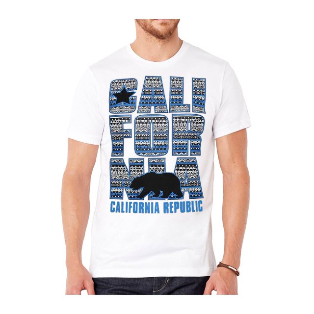 T-Shirt à Motif Tribal Bleu République de Californie - Blanc - Très Grand
