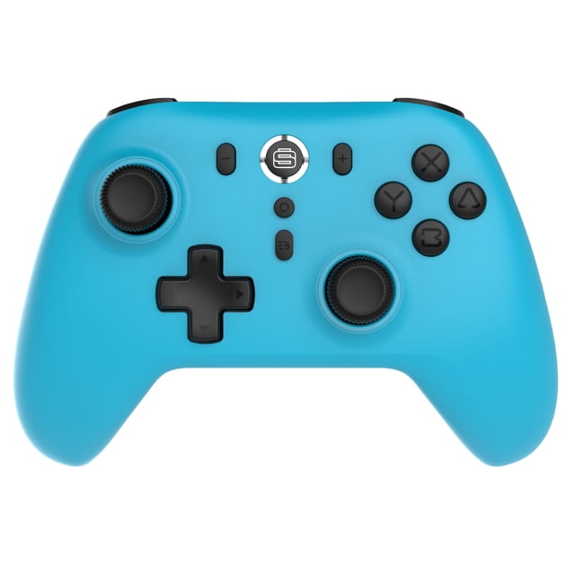 Surge Manette Sans Fil Pro pour Nintendo Switch/Switch 2 en Bleu Néon, Orientée vers l'Avant avec Joysticks à Effet hall, D-pad Noir et Boutons d'Action, Dotée d'Une Pile rechargeable de 600 mAh, de Commandes de Mouvement et d'Une Compatibilité Multiplateforme pour PC, Android et Appareils iOS.