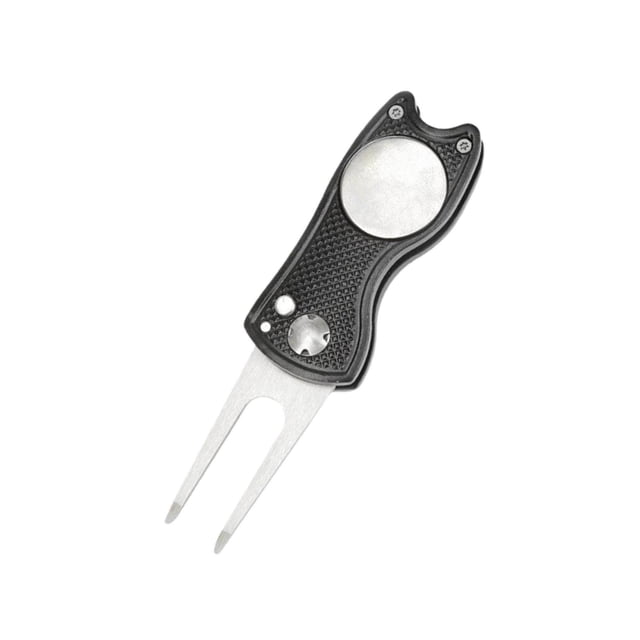 Golf Pitch Divot Repair Switchblade Kit Detachable Magnetic Ball Marker Groove Cleaner Black