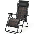 thumbnail image 3 of Gymax Chaise Longue Pliante en Rotin pour Patio avec Appui-Tête, 3 of 8