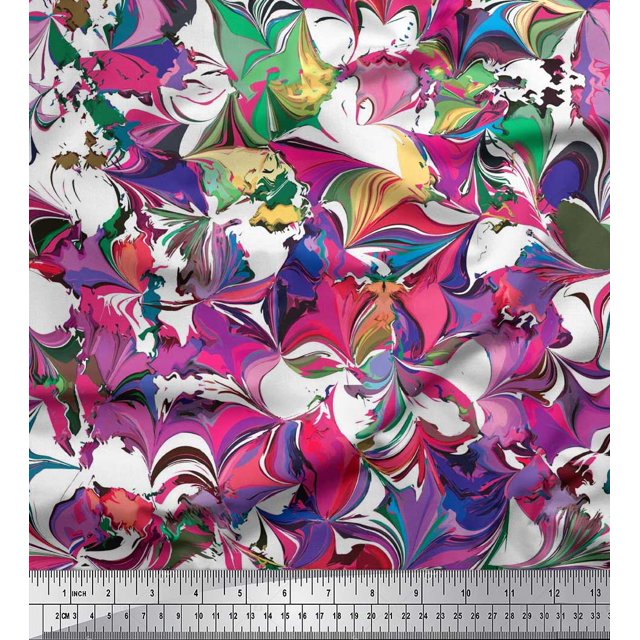 Soimoi Tissu en Crêpe de polyester Imprimé Abstrait par Yard 52 Pouces de Large