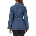 thumbnail image 3 of INSPIRE CHIC Vestes en Jean pour Femmes Manches Longues Taille à Nouer Boutonnée Veste en Denim Décontractée TP Bleu Moyen, 3 of 8