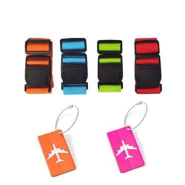 Luggage Straps 4 Pack, Heavy Duty Lockable suitcase straps, Adjustable Luggage Straps for Suitcases with Lock, Personalised bag strap, Suitcase Identifier, Travel strap belt (Plain)