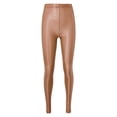 thumbnail image 4 of Choomomo Women's Glossy Stretch Sports Hip Hop Rave Street Modern Dancing Performance Tight Leggings Pants Coffee L, 4 of 8