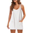thumbnail image 1 of Mrat Combinaisons Formelles de Mode pour Femmes Col en V Sans Manches Poches Solides Combinaisons Blanches et Combinaisons pour Femmes Robe Chandail Combinaisons Florales pour Femmes Blanc 3TG, 1 of 9