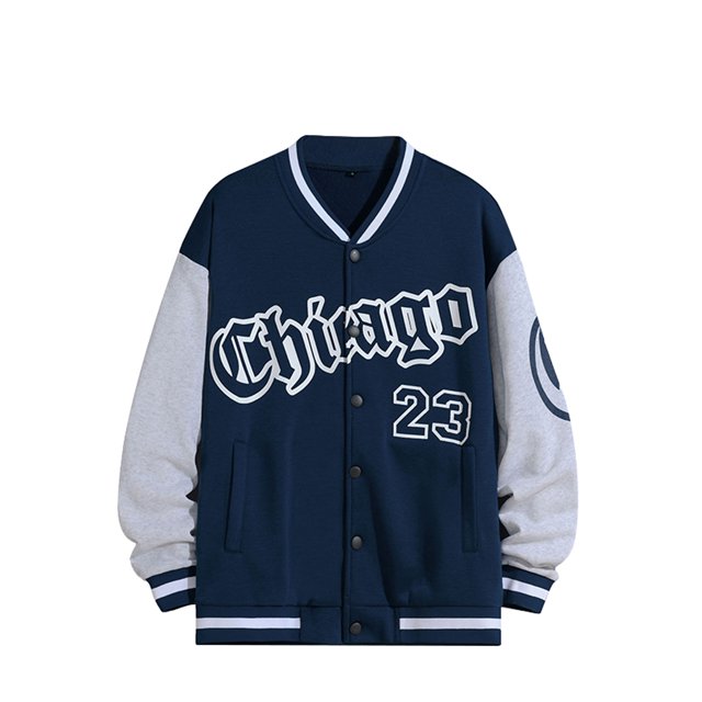 Faithtur Men's Spring Autumn Casual Coat Long Sleeve Letter Printed Button Up Contrast Color Baseball Jacket