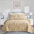 thumbnail image 1 of JML 3-Piece Quilt Set, Soft Microfiber Bedspread Coverlet, King, Beige Floral, 1 of 6