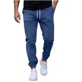 thumbnail image 2 of Ceisia Men Solid Color Loose Casual Pants Elastic Waist Drawstring Sports Gift Work Trousers, 2 of 6