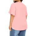 thumbnail image 3 of Frostluinai Women's Tops Plus Size Ruffle Short Sleeve Tunic Shirts V Neck Pleated Tshirts Solid Color Flowy Blouses Lightweight Going Out Tees, 3 of 7