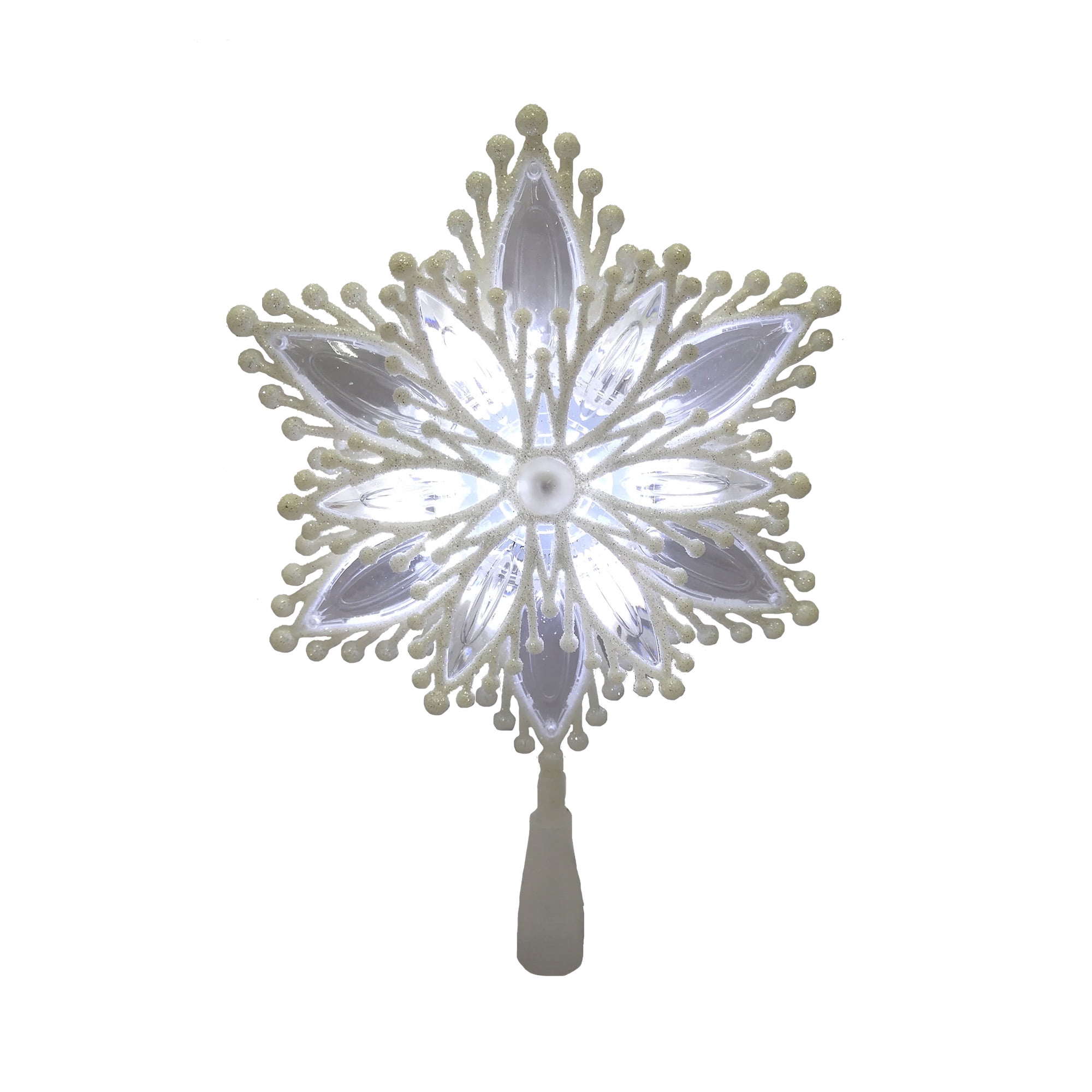 Holiday Time LED Christmas Tree Topper, White Snowflake, 12.5"