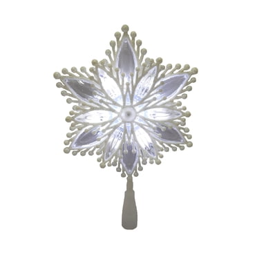 Holiday Time LED Christmas Tree Topper, White Snowflake, 12.5"
