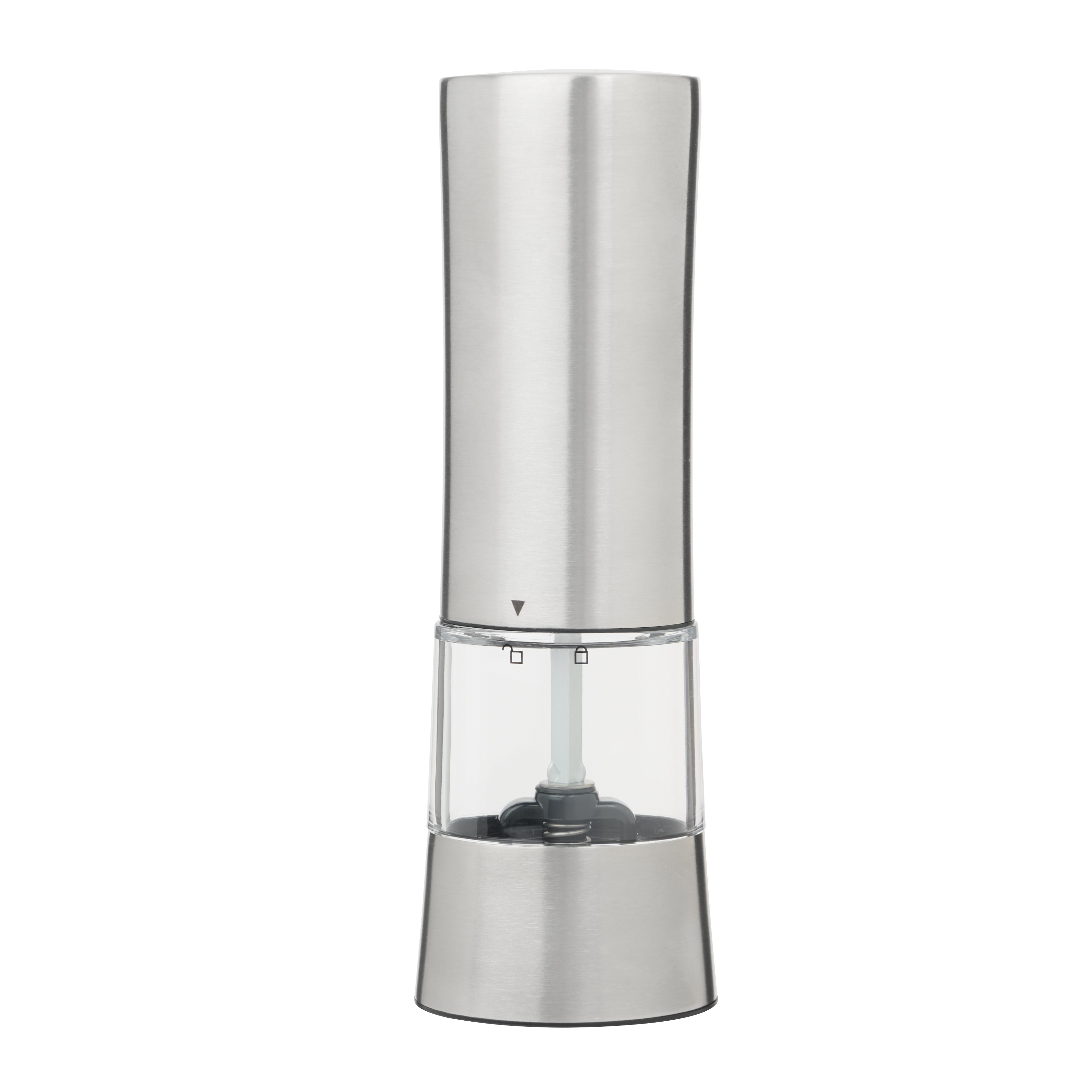 Trudeau 7" EVO USB Rechargeable Electric Stainless Steel Salt or Pepper Mill with one-touch operation, adjustable grind. USB-C charging—no batteries required – Unfilled