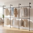 thumbnail image 2 of Gymax Industrial Pipe Clothing Rack Wall Mounted Heavy-Duty Metal Garment Organizer, 2 of 10