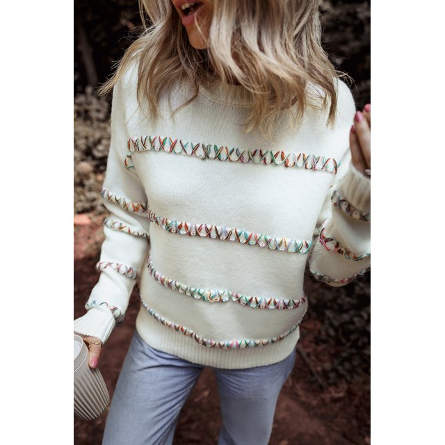 FOLUNSI Vibrant Rainbow Knit - Warm & Chic Sweater