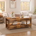 thumbnail image 2 of GUNAITO Table Basse Relevable avec 2 Tiroirs, Table Basse Convertible en Bois avec Rangement pour Salon, Table Centrale, Marron, 107 cm (42 Po), 2 of 9