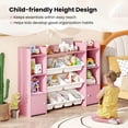 thumbnail image 4 of Costway 4-Tier Large Storage Cabinet with 6 Cubbies & 8 Removable Bins Bookshelf Pink, 4 of 10