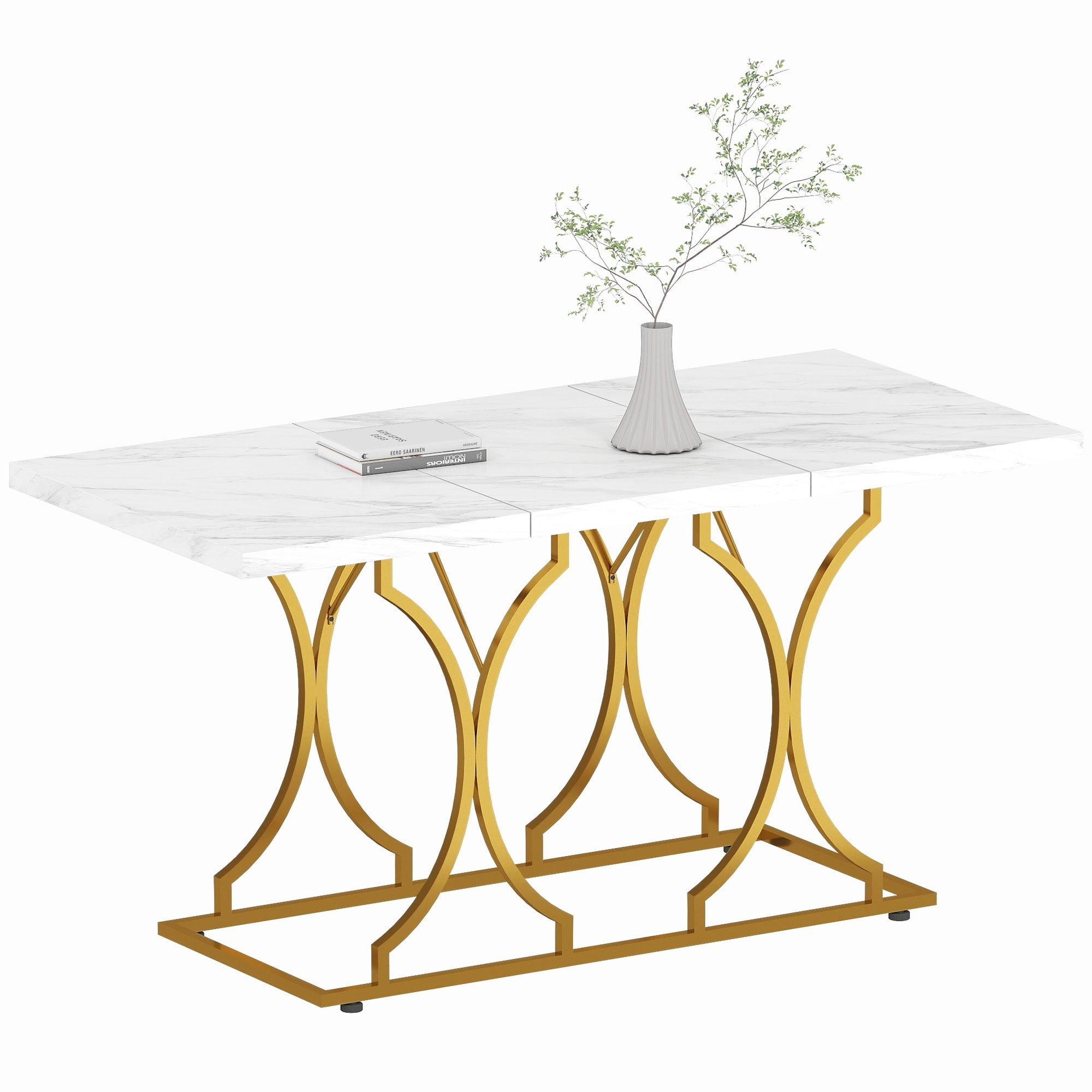 HOMCOM 59-Inch Dining Table for 6, Kitchen Dinner Table for Home, White