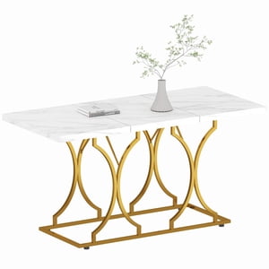 HOMCOM 59-Inch Dining Table for 6, Kitchen Dinner Table for Home, White