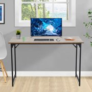 Computer Desk 48'' Simple Desk with Adjustable Feet, Large Office Desk with Metal Legs, Modern Steel Frame Wood Study Desk for Home Office, Vintage