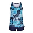 thumbnail image 4 of UPPADA Womens Plus Size Two Piece Tankini Swimsuits Twist Front High Waist V Neck Swimwear Floral Tummy Control Modest Bathing Suits with Bottom Two Piece Swimsuit for Women Blue,S, 4 of 5