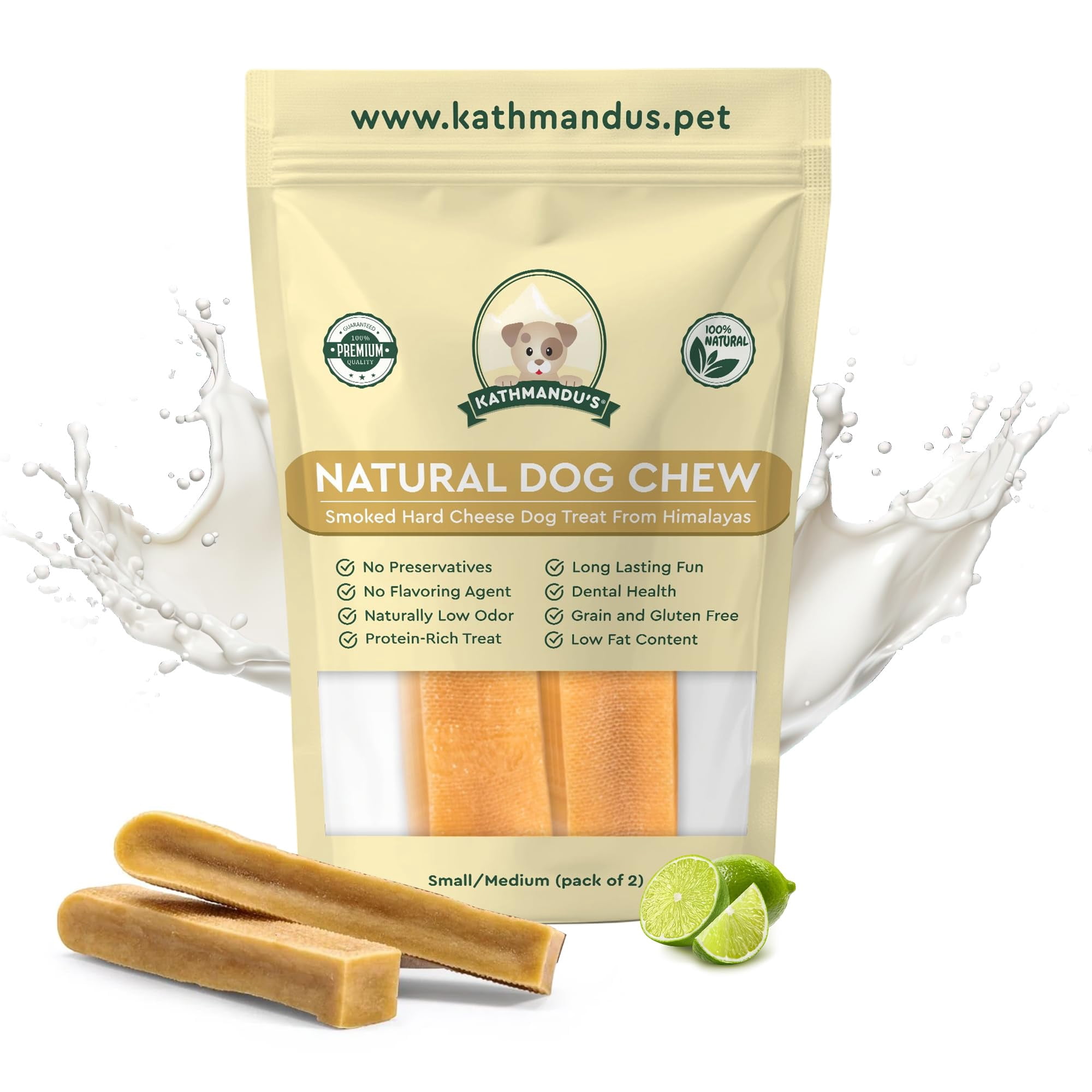 KATHMANDU'S Authentic Yak Cheese Himalayan Dog Chews - All Natural and Protein-Rich Nutrition Dog Treats Long Lasting Chews for Aggressive Chewers Odor Free Yak Chew | Small/Medium (Pack of 2)