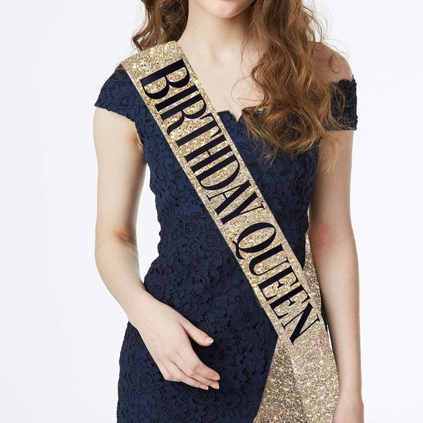 Birthday Queen » Écharpe et Kit de Diadème en Strass - Cadeaux de 21e 30e Anniversaire Écharpe d'Anniversaire pour Femmes Fournitures de Fête d'Anniversaire (Paillettes Dorées avec Lettrage Noir Birthday Queen » Écharpe et Kit de Diadème en Strass - Cadeaux de 21e 30e Anniversaire Écharpe d'Anniversaire pour Femmes Fournitures de Fête d'Anniversaire (Paillettes Dorées avec Lettrage Noir