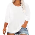 thumbnail image 1 of Cameland Hauts Amples Grande Taille pour Femmes, Hauts Unis Col Rond Chandail Blouse Mode Durable Manches Sept, 1 of 4