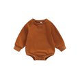 thumbnail image 1 of Faithtur Bébé Filles Garçons Sweat-Shirts Couleur Unie Manches Longues Col Rond Combinaisons Automne Hiver Bébé Bodys, 1 of 9
