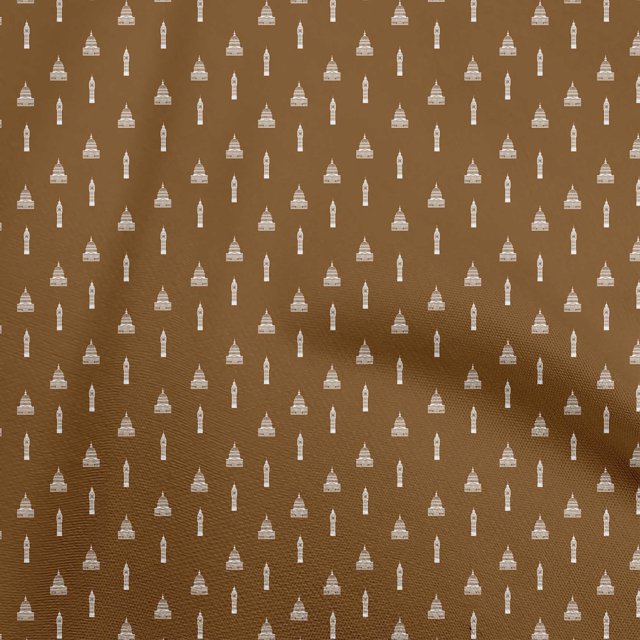 oneOone Rayon Tawny Brown Fabric Buidings Craft Projects Decor Fabric Printed By The Yard 56 Inch Wide