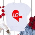 thumbnail image 4 of Chandails Assortis pour Couples T-Shirts Saint-Valentin Décontractés à Manches Courtes Mode Imprimé Cœur Col Rond T-Shirts Légers Confortables Doux Respirants Mari Femme Blouse T-Shirt Blanc TTG, 4 of 5