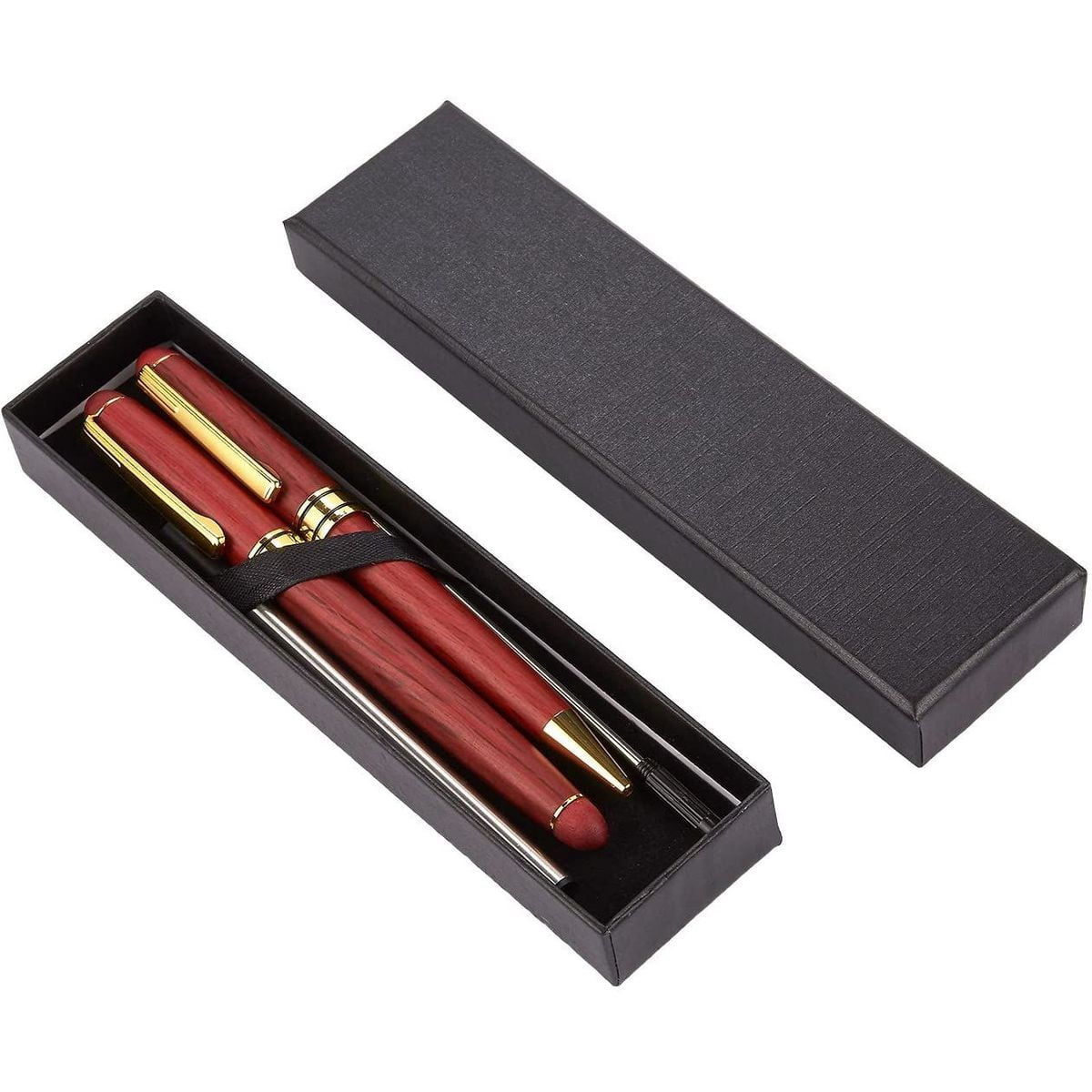Rosewood Luxury Ballpoint Pen Gift Set of 2 for Men and Women, with Box and 2 Black Ink Refills