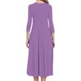 thumbnail image 4 of Pisexur Robe d'Automne pour Femme, Robe Maxi à Manches 3/4, Décontractée, à Cordon, Manches Mi-Longues, Taille Haute, Col Rond, Ample, Longue, avec Ceinture, 4 of 9
