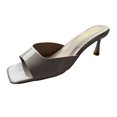 thumbnail image 1 of Womens Heeled Sandals High Kitten Heel Open Square Toe Solid Color Slide One Strap Stiletto Backless Party Dresses Pumps Beige, 1 of 5
